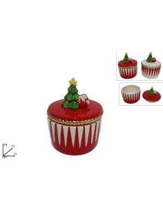 PORCELLANE: vendita online Barattolo di Natale in Ceramica 14cm con Alberello Assortito, Porta Biscotti, Decorazioni, La magi...