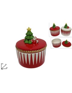 PORCELLANE: vendita online Barattolo di Natale in Ceramica 24cm con Alberello Assortito, Porta Biscotti, Decorazioni, La magi...