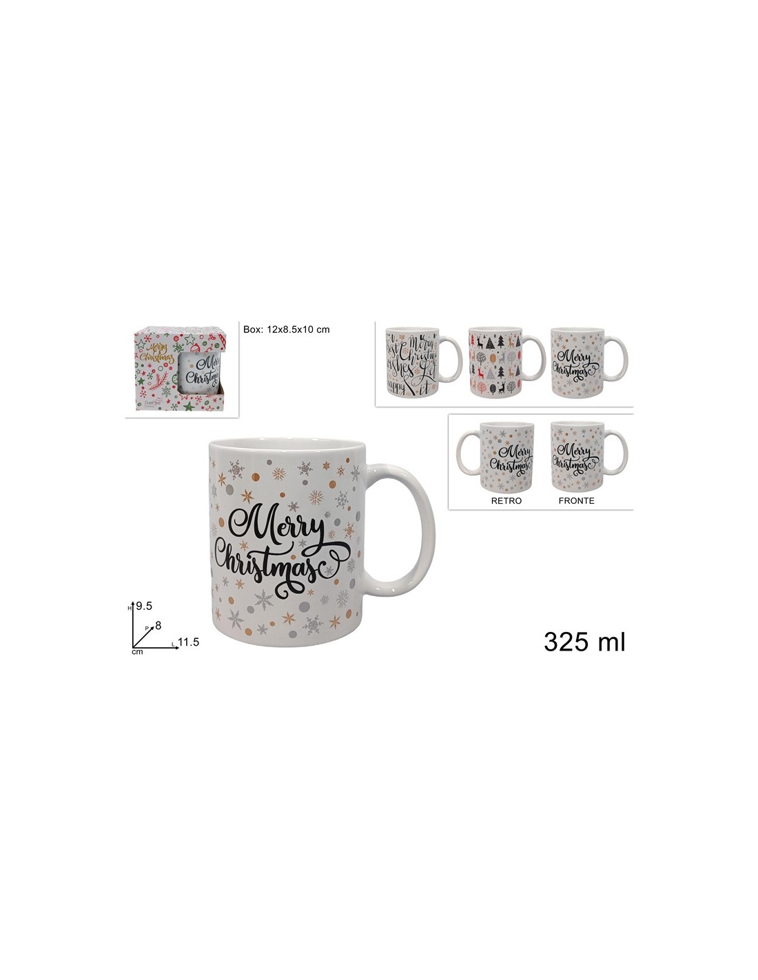 TAZZONE CERAMICA 325ML DECORO NATALIZIO ASSORTITO