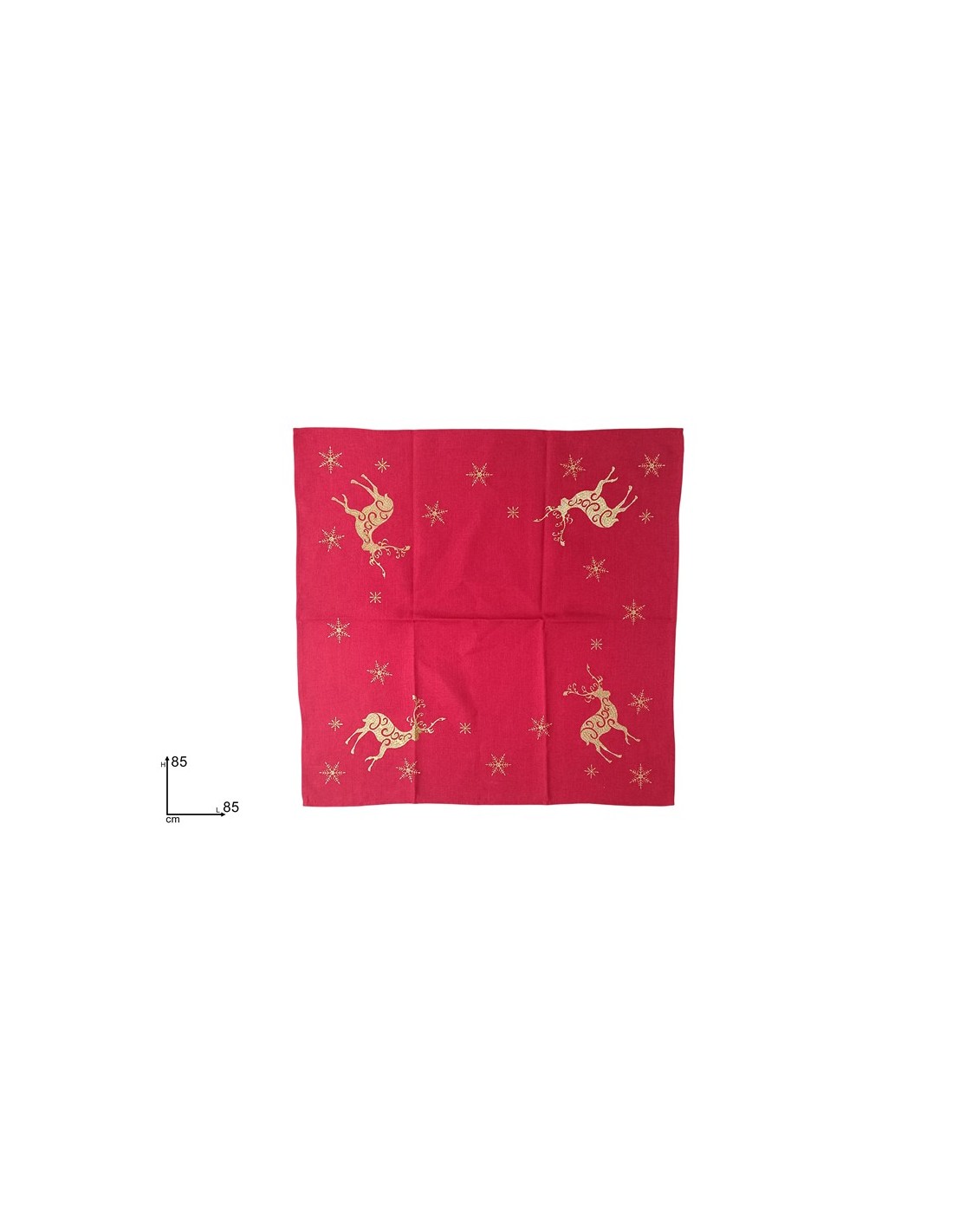 TESSILE: vendita online Centrotavola di Natale Tessuto Rosso 85x85cm con Decoro Renna Oro, Accessori Tavola, La magia di Nata...