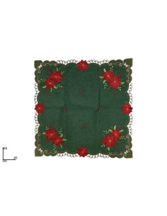 CENTROTAVOLA TESSUTO VERDE 85X85CM CON DECORO STELLA DI NATALE