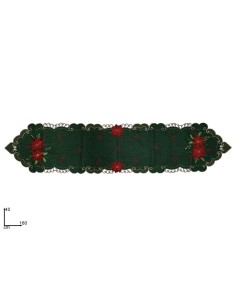 RUNNER TESSUTO VERDE 40X180CM CON DECORO STELLA DI NATALE