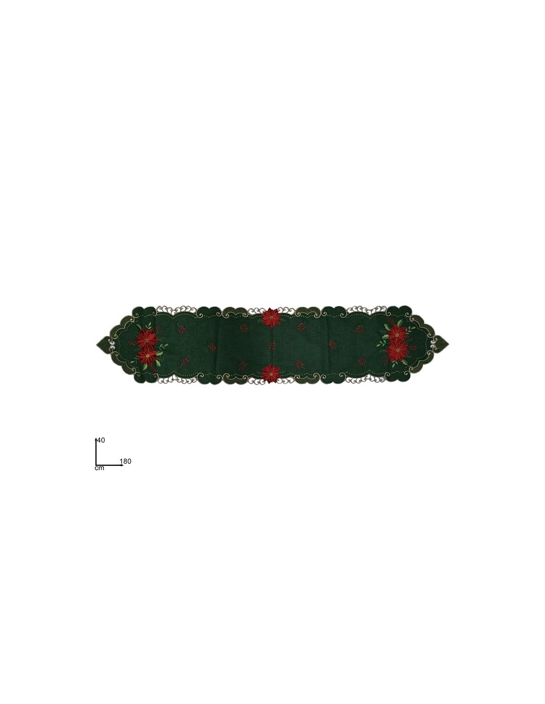 RUNNER TESSUTO VERDE 40X180CM CON DECORO STELLA DI NATALE