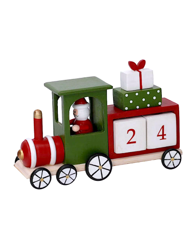 CALENDARIO LEGNO CON TRENINO ROSSO/VERDE 18,5X6,5X12CM