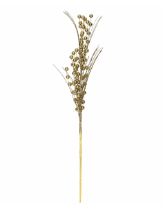 RAMO PLASTICA BACCHE ORO H69CM