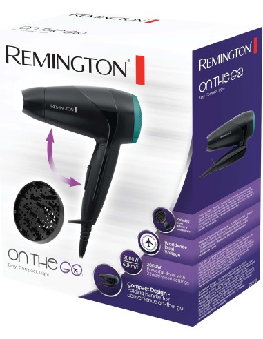 Remington Asciugacapelli On the Go D1500 2000W Pieghevole da Viaggio | Shop in Casa