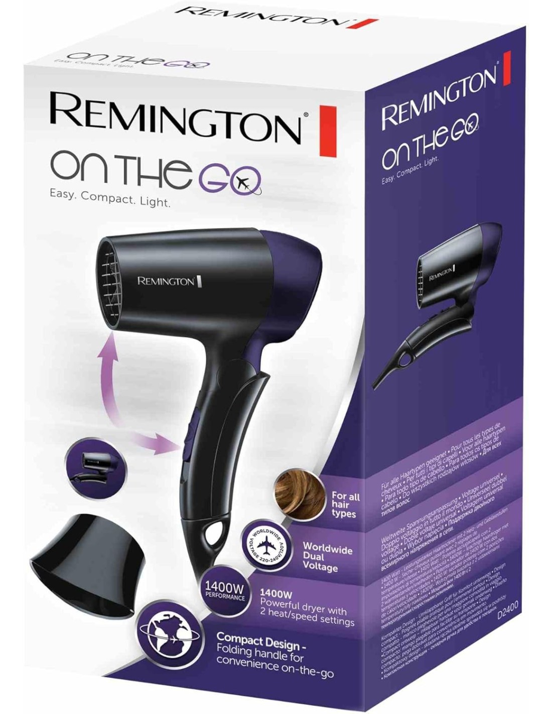 Remington Asciugacapelli da Viaggio D2400 1400W Pieghevole On the Go | Shop in Casa
