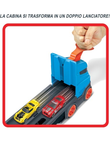 Hot Wheels Camion 2 in 1 Trasportatore e Pista con 3 Macchinine | Shopincasa.it
