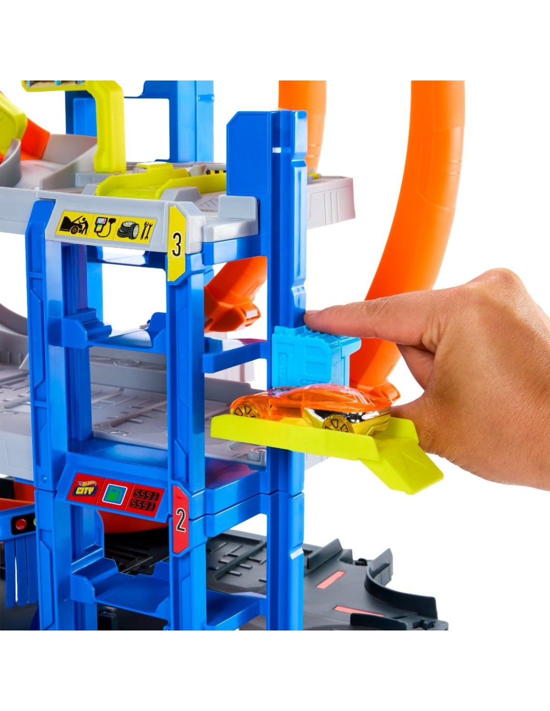 Hot Wheels JBM74 Mega Loop Garage playset con ascensore e loop | Shop in Casa
