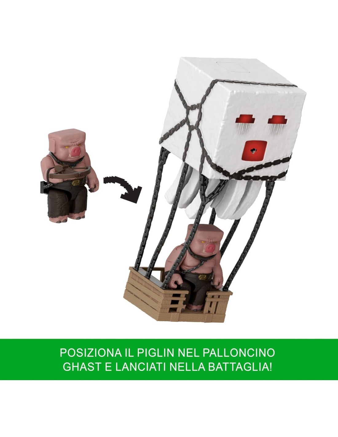 Ghast Attacco Esplosivo Minecraft con Piglin Guerriero | Shopincasa.it