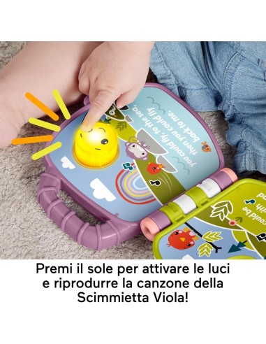 Fisher-Price Libro Canzoncine Scimmietta Viola con Luci e Suoni | Shopincasa.it