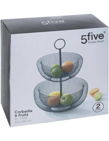 5five Alzata Portafrutta 2 Livelli in Metallo Mesh Ø 24 x 29 cm | Shopincasa.it