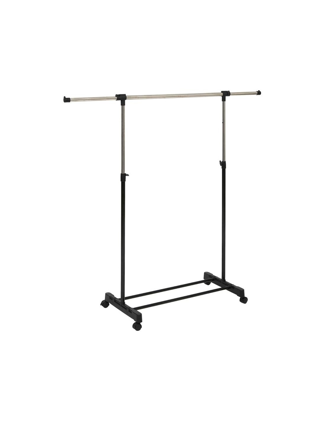 Appendiabiti a 1 Barra Regolabile con Ruote in Acciaio Inox-shopincasa.it