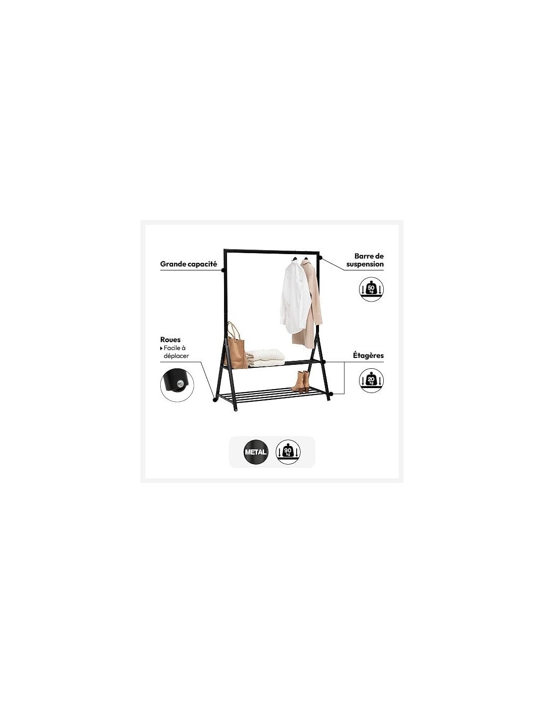 Appendiabiti Athena 5five Nero a 2 Livelli – ShopInCasa.it