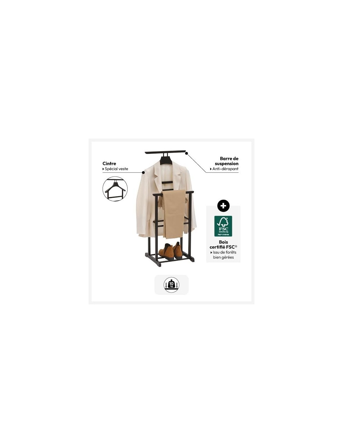 Valet da camera Dandy 5five in legno nero 103 cm su shopincasa.it