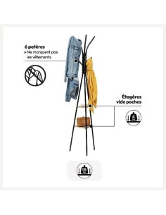 Appendiabiti Jano 6 ganci 5five in metallo e legno nero su shopincasa.it 2