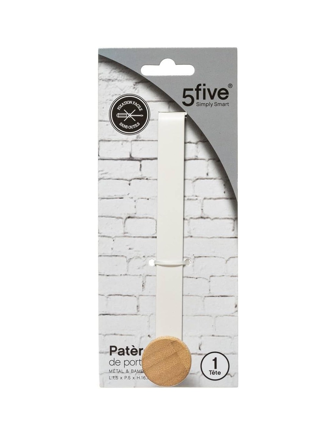 5five appendiabiti 1 testa metallo e bambù bianco | shopincasa.it