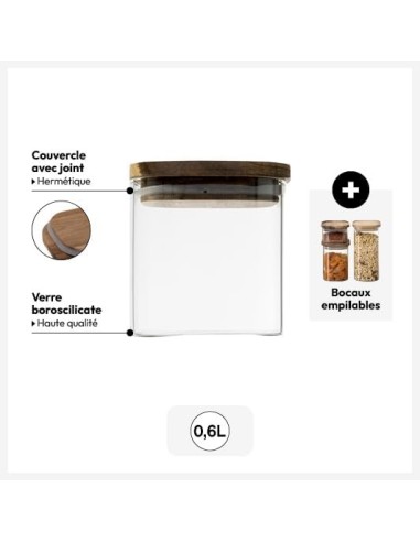 5five vaso in vetro con coperchio in acacia 0,6 L | Shop in Casa