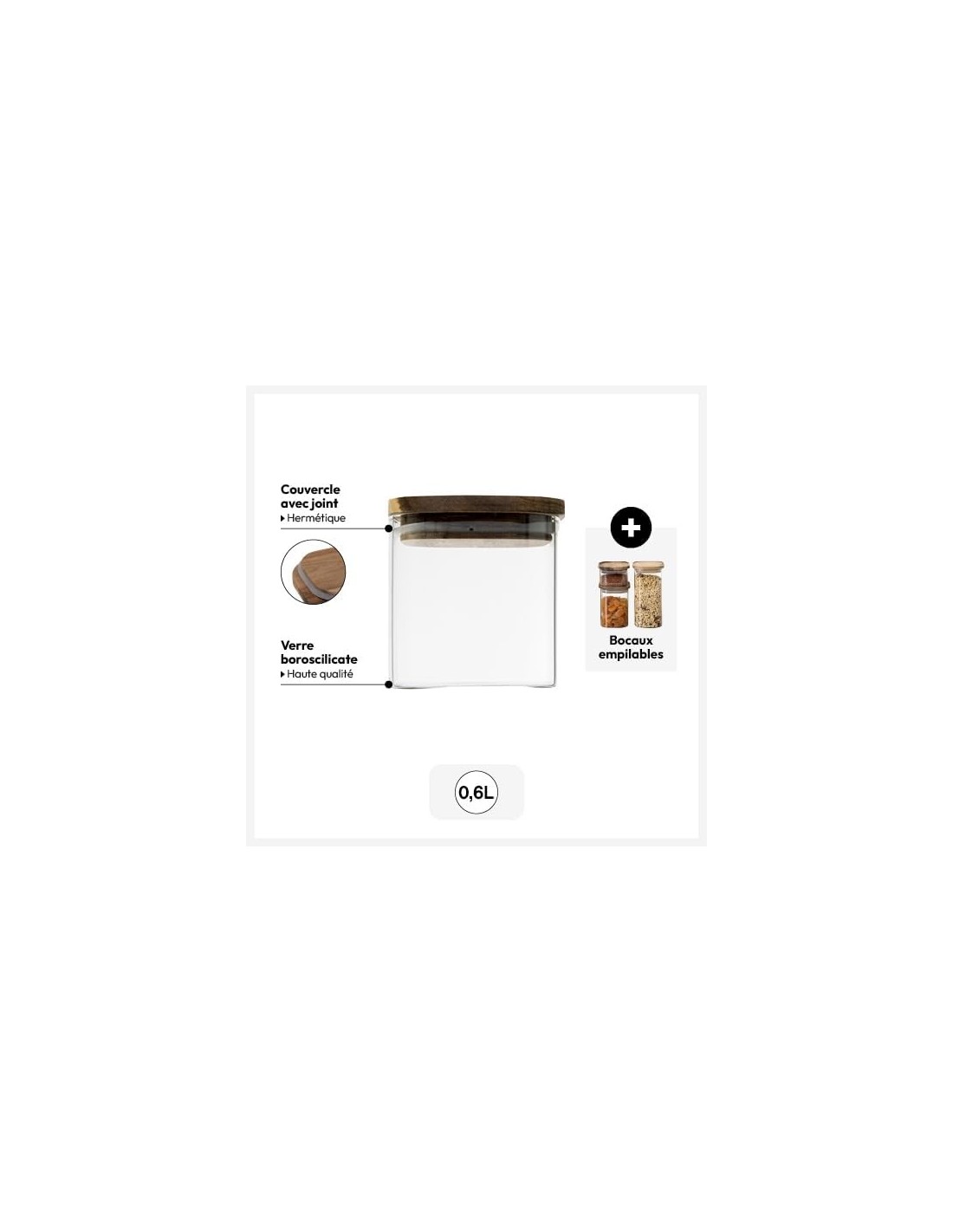 5five vaso in vetro con coperchio in acacia 0,6 L | Shop in Casa
