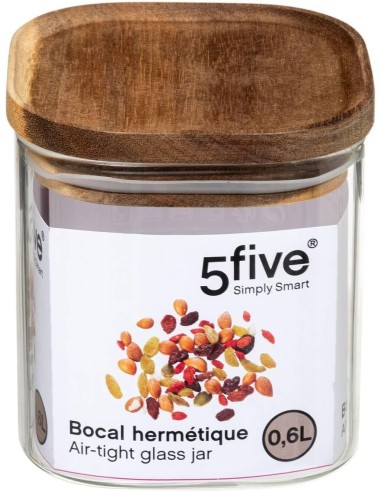 5five vaso in vetro con coperchio in acacia 0,6 L | Shop in Casa