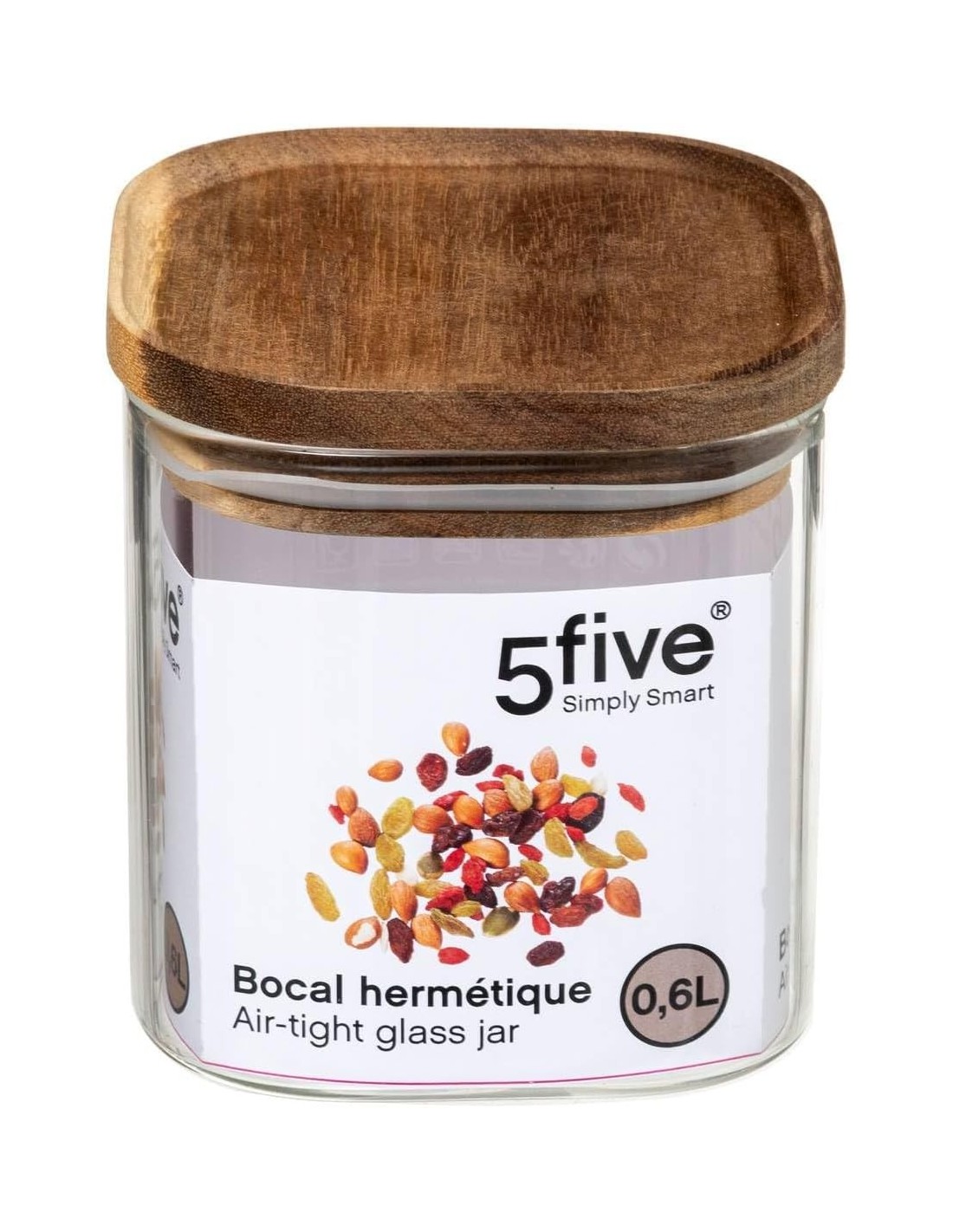 5five vaso in vetro con coperchio in acacia 0,6 L | Shop in Casa