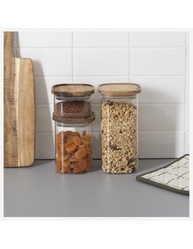 5five vaso in vetro con coperchio in acacia 1 L | Shop in Casa