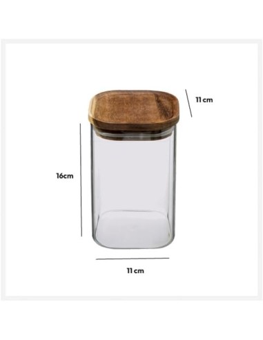 5five vaso in vetro con coperchio in acacia 1 L | Shop in Casa