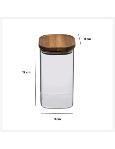 5five vaso in vetro con coperchio in acacia 1,3 L | Shop in Casa