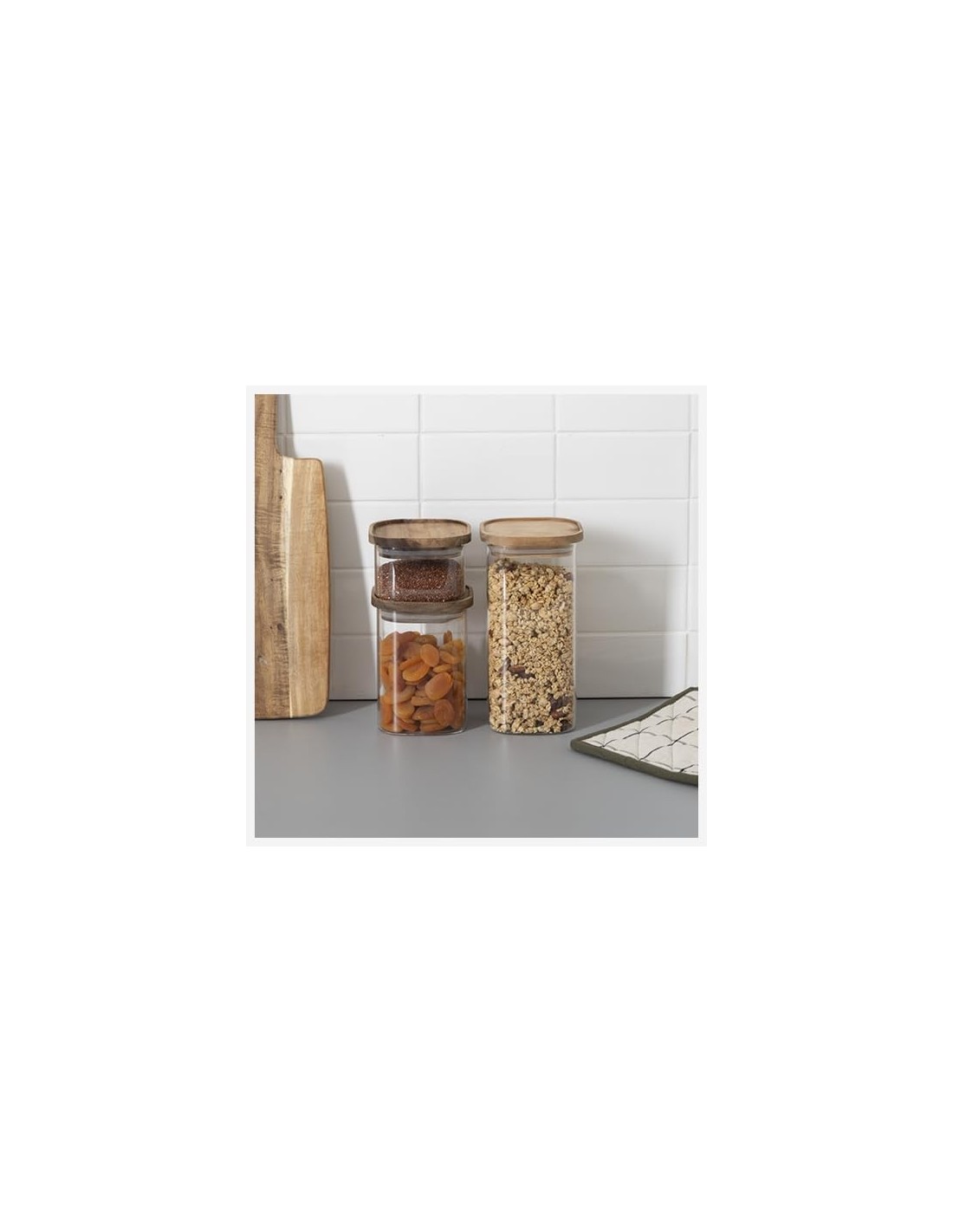 5five vaso in vetro con coperchio in acacia 1,3 L | Shop in Casa