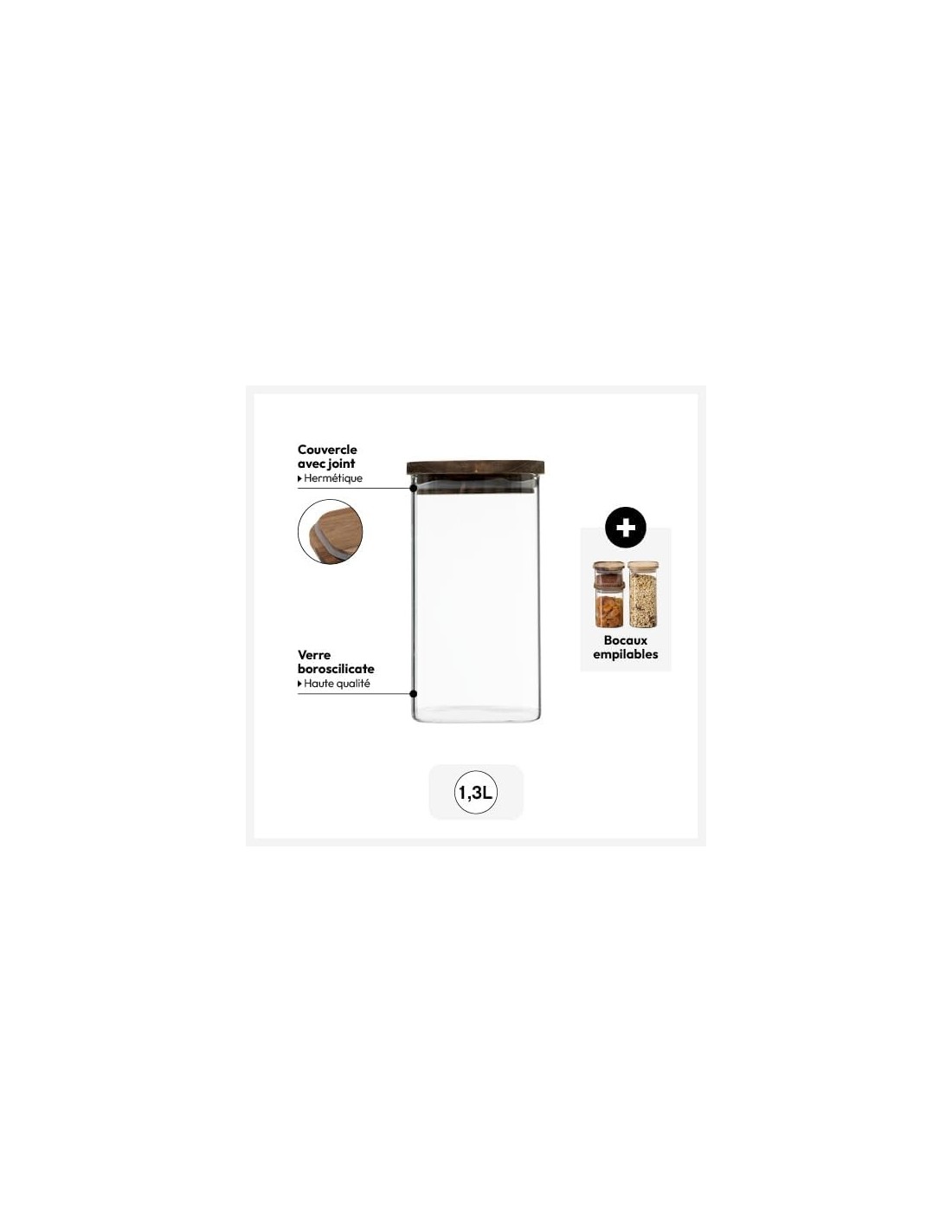 5five vaso in vetro con coperchio in acacia 1,3 L | Shop in Casa
