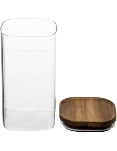 5five vaso in vetro con coperchio in acacia 1,3 L | Shop in Casa