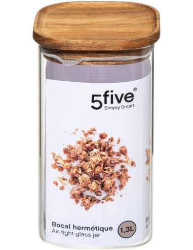 5five vaso in vetro con coperchio in acacia 1,3 L | Shop in Casa