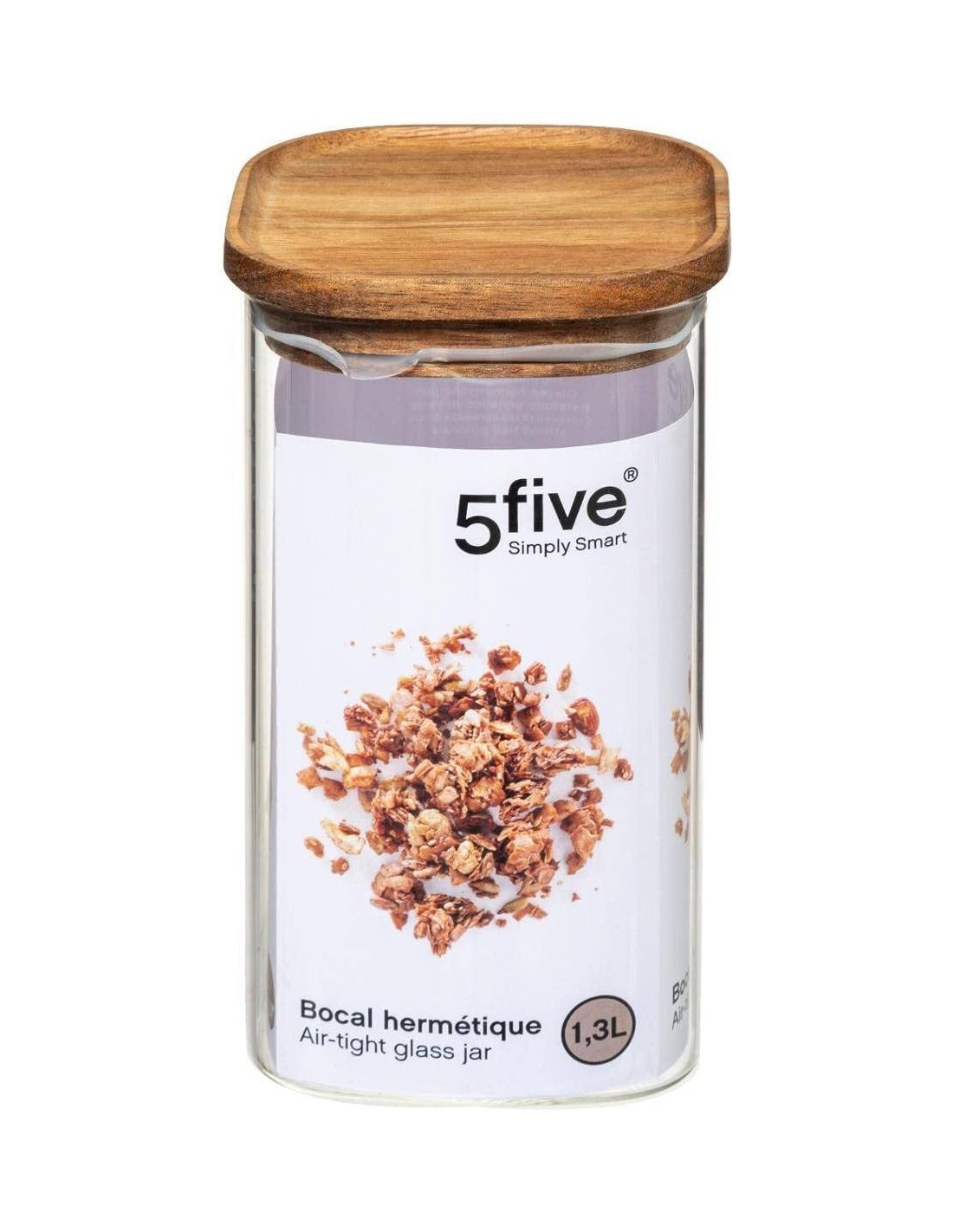 5five vaso in vetro con coperchio in acacia 1,3 L | Shop in Casa