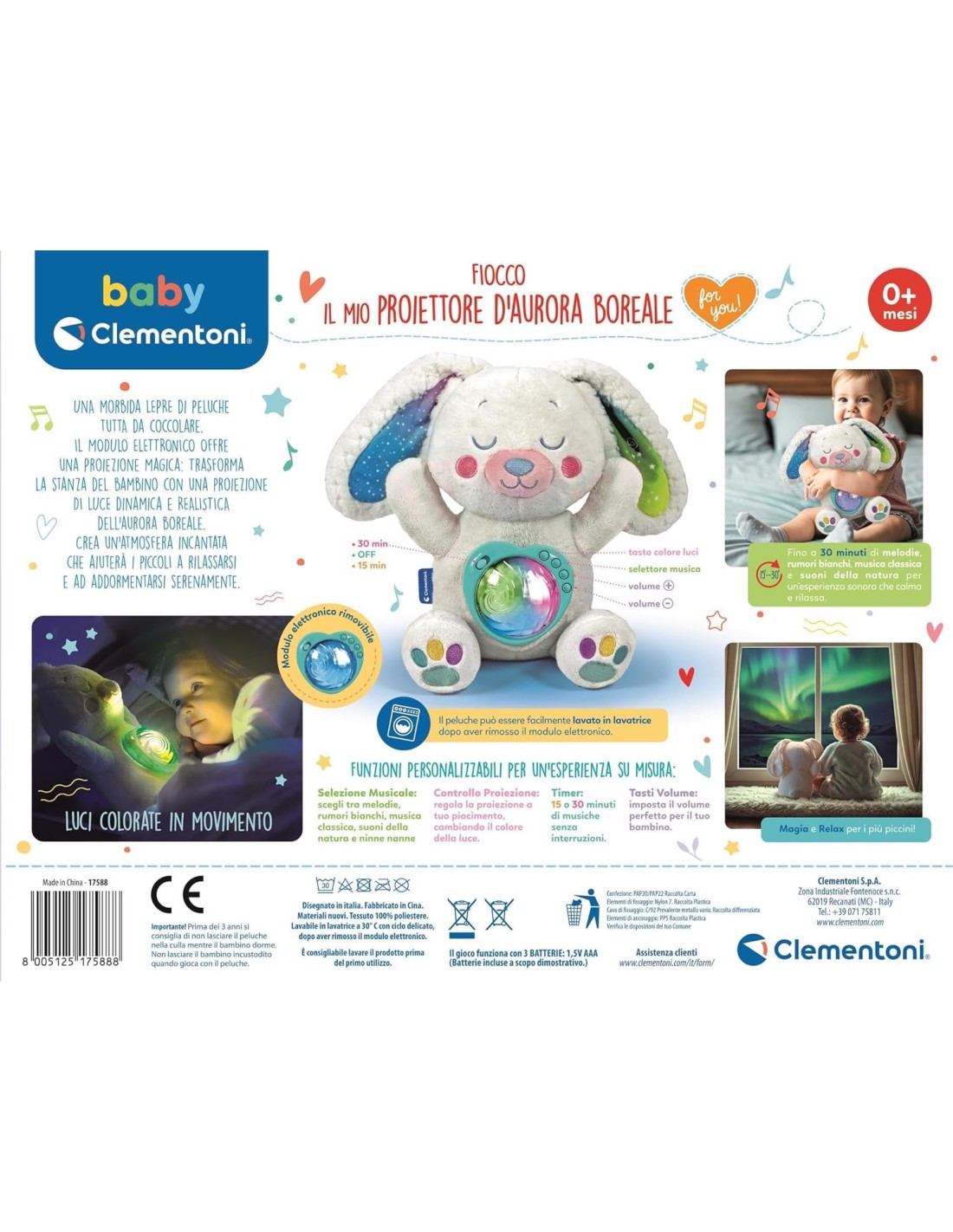 Clementoni Fiocco Proiettore Aurora Boreale peluche bambini | Shop in Casa