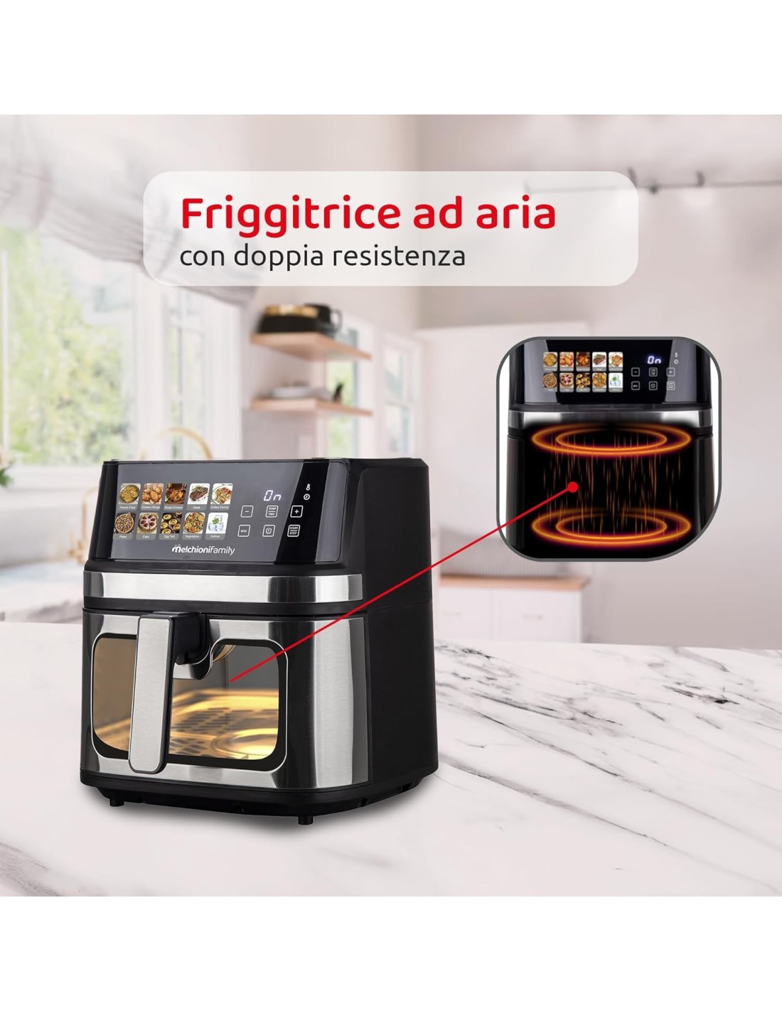Melchioni Family Gaia Plus friggitrice ad aria 8L doppia resistenza | Shop in Casa