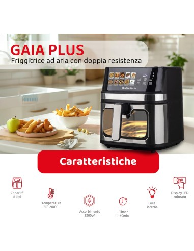 Melchioni Family Gaia Plus friggitrice ad aria 8L doppia resistenza | Shop in Casa