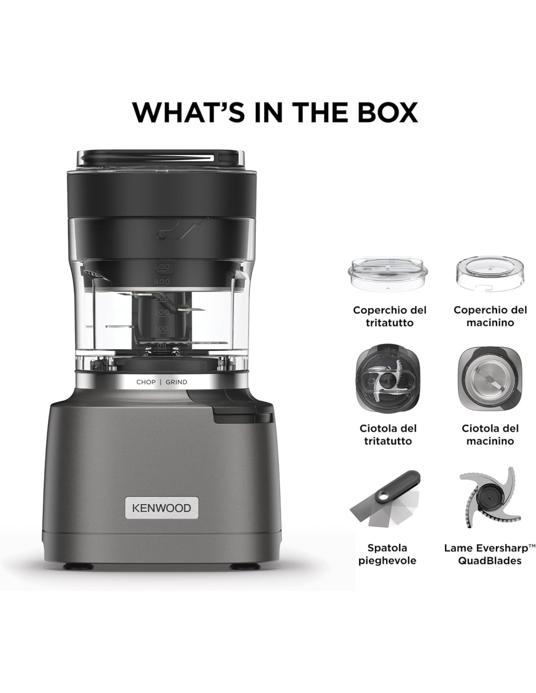 Kenwood Duo Prep CHP80.000SI tritatutto e macinino 2-in-1 800W | Shop in Casa