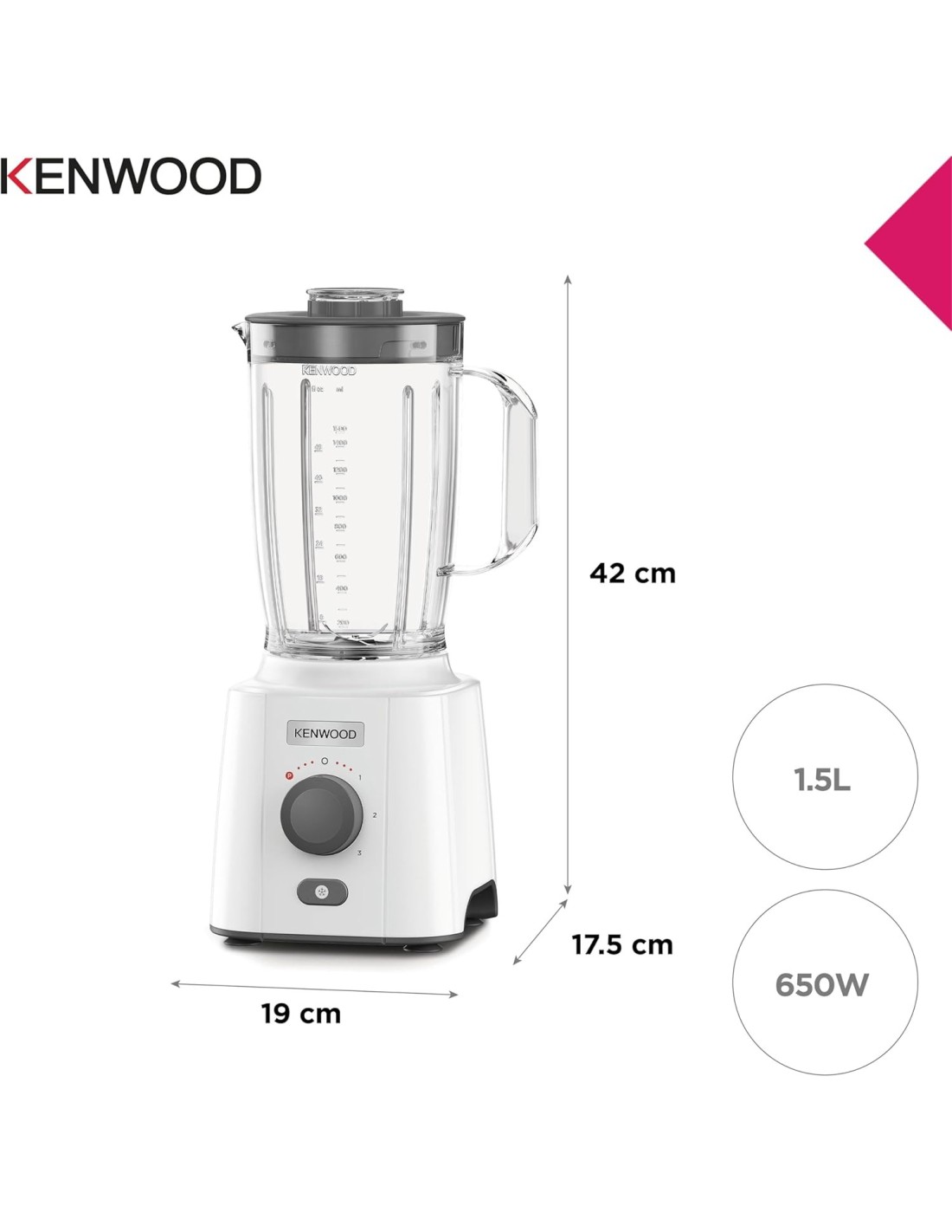 Kenwood BLP41.A0WH frullatore 650W caraffa 2L 3 velocità | Shop in Casa
