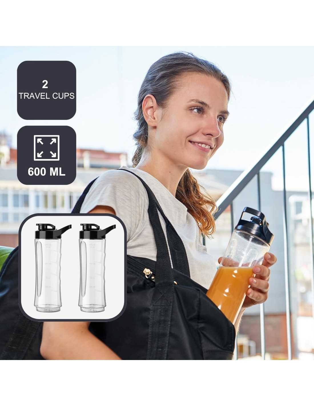 Black+Decker BXJBA350E frullatore portatile 350W 2 contenitori 600ml | Shop in Casa