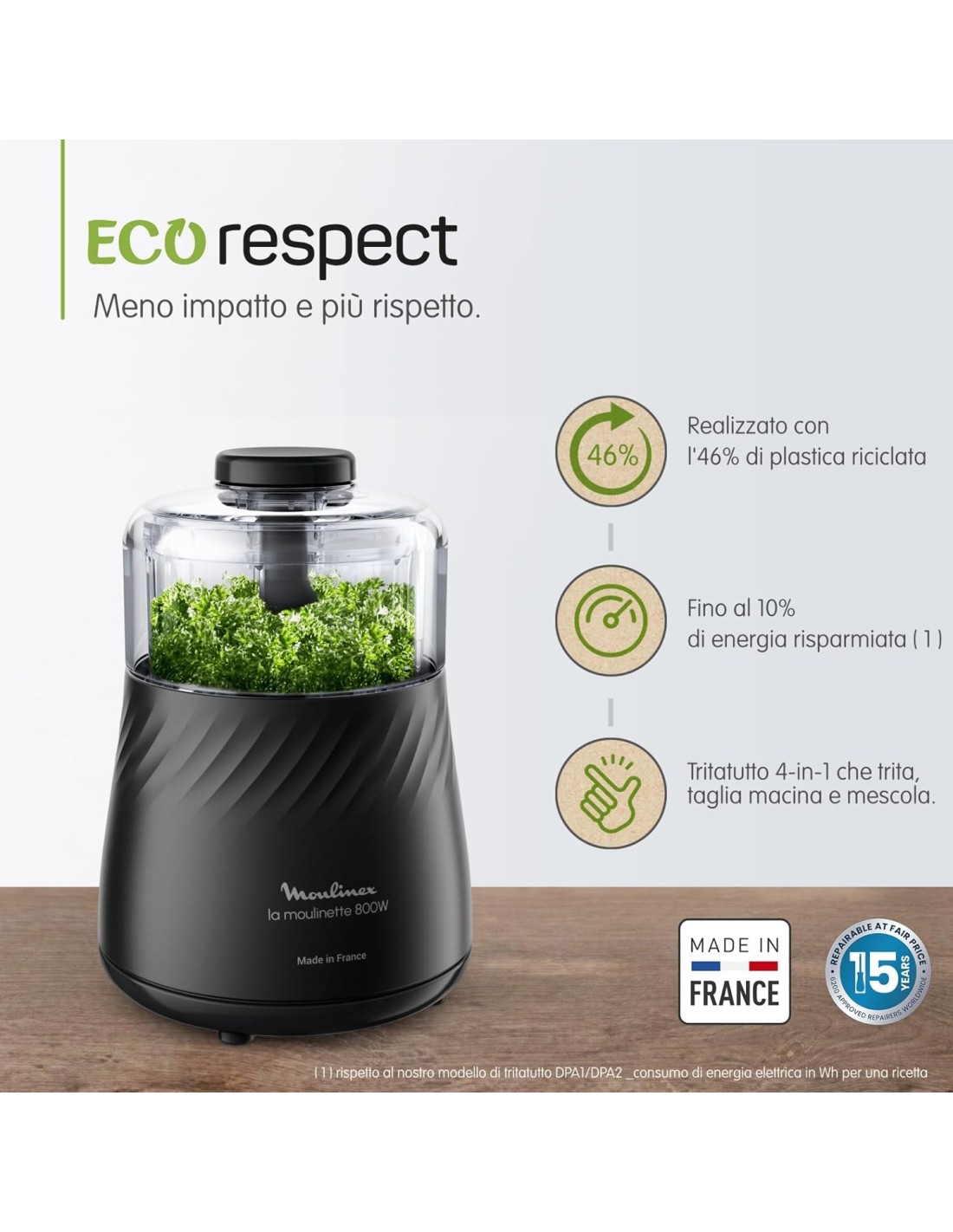 Moulinex La Moulinette Eco Respect DP7108 tritatutto 4-in-1 800W | Shop in Casa