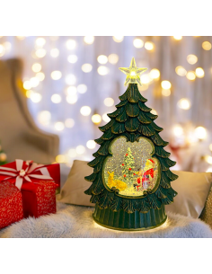 LUCI DI NATALE: vendita online Albero di Natale Glitter LED H26cm, Verde Antico Oro, Effetto Acqua e Glitter in Movimento, Ba... 2