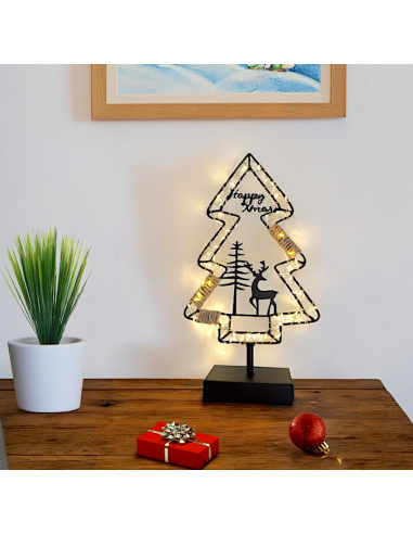 LUCI DI NATALE: vendita online Albero di Natale MPK con Base H35cm, Struttura in Metallo Nero, MicroLED Bianco Caldo, Timer 8...