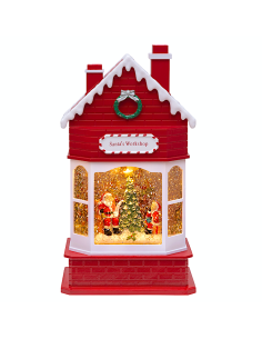 LUCI DI NATALE: vendita online Workshop di Babbo Natale Glitter LED H28cm, Effetto Acqua e Glitter in Movimento, LED Bianco C...