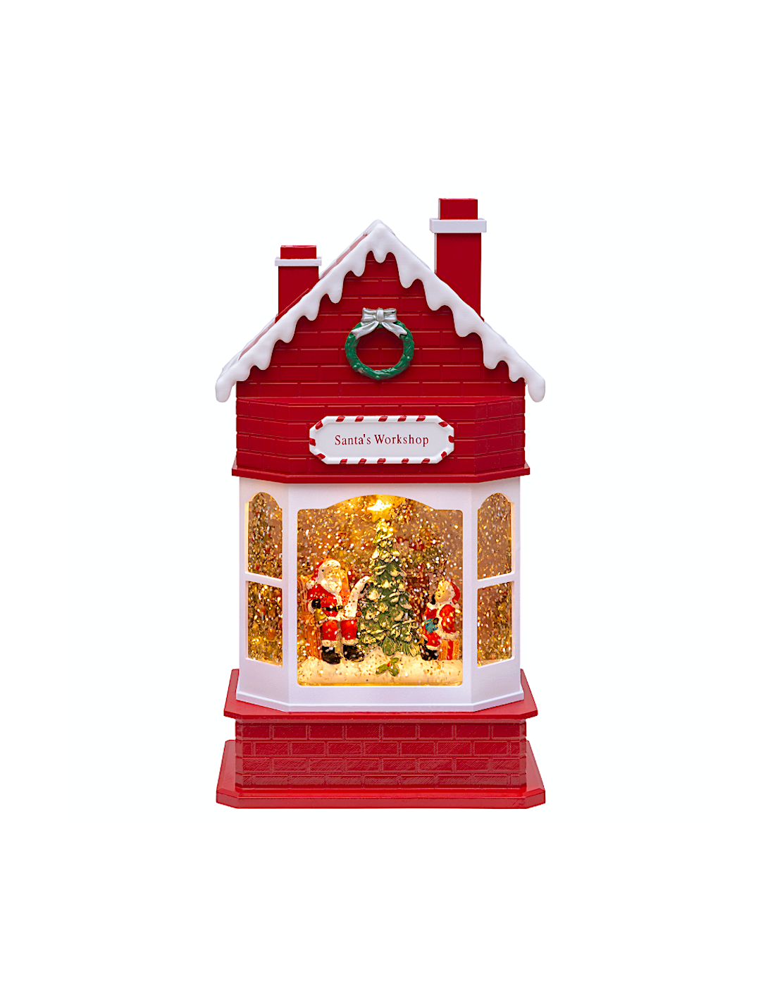LUCI DI NATALE: vendita online CASA 79496 ROSSA CON BABBI NATALE GLITTER LED 30CM in offerta