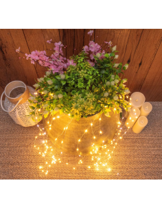 LUCI DI NATALE: vendita online Cascata di Natale 300 MicroLED H100cm, FlashLED Diamond, Bianco Caldo, 15 Stringhe, Cavo Argen... 2