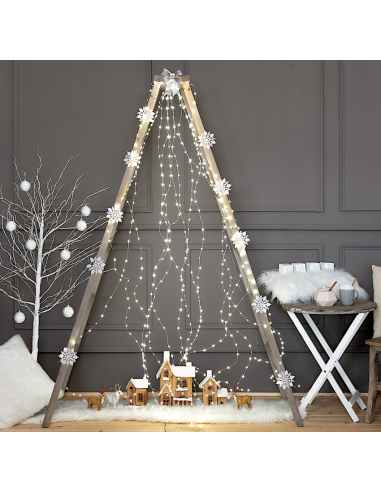 LUCI DI NATALE: vendita online Cascata di Natale 600 MicroLED H200cm, FlashLED Diamond, Luce Bianca, 15 Stringhe, Cavo Argent...