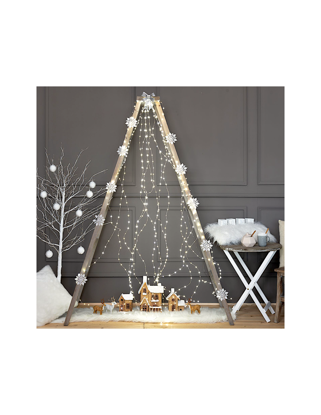 LUCI DI NATALE: vendita online Cascata di Natale 600 MicroLED H200cm, FlashLED Diamond, Luce Bianca, 15 Stringhe, Cavo Argent...