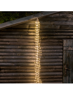 LUCI DI NATALE: vendita online Cascata di Natale 900 MicroLED H300cm, FlashLED Diamond, Bianco Caldo, 15 Stringhe, Cavo Argen...