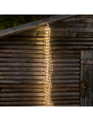 LUCI DI NATALE: vendita online Cascata di Natale 900 MicroLED H300cm, FlashLED Diamond, Bianco Caldo, 15 Stringhe, Cavo Argen...