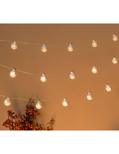 LUCI DI NATALE: vendita online Catena di Natale 12 Sfere Vetro Bianco Opaco ø25mm, Mix3 Decori Stella Cristallo Albero, Micro...